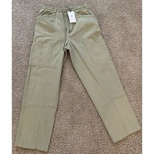 7 For All Mankind Womens Drawstring Utility Cargo Pants Cotton‎ Olive Size M NEW